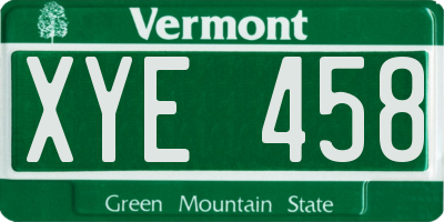 VT license plate XYE458