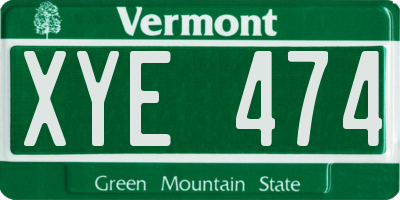 VT license plate XYE474