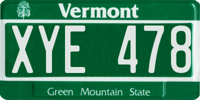 VT license plate XYE478