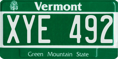 VT license plate XYE492