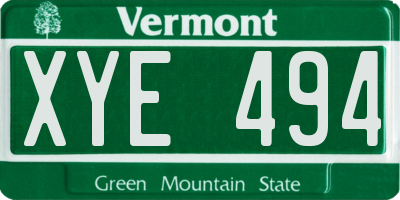VT license plate XYE494