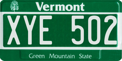 VT license plate XYE502