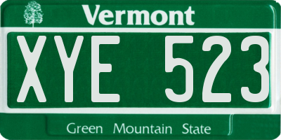 VT license plate XYE523