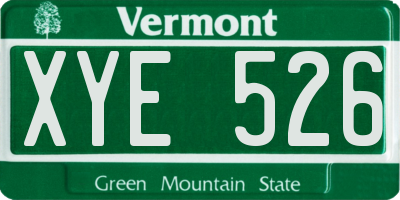 VT license plate XYE526