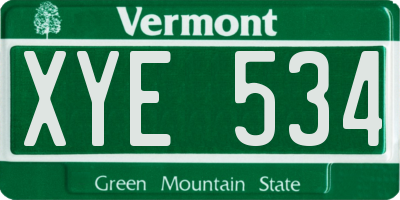 VT license plate XYE534