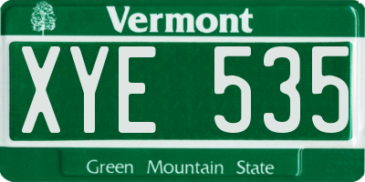 VT license plate XYE535
