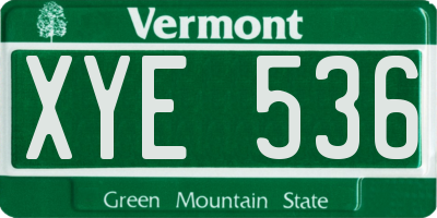 VT license plate XYE536