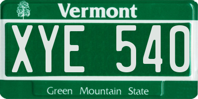 VT license plate XYE540