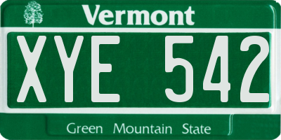 VT license plate XYE542