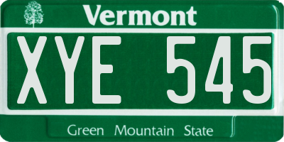 VT license plate XYE545
