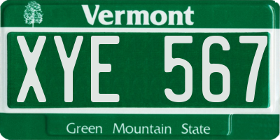 VT license plate XYE567