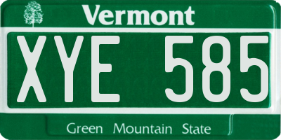 VT license plate XYE585
