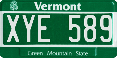 VT license plate XYE589