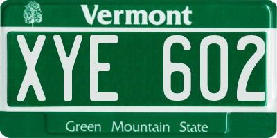 VT license plate XYE602