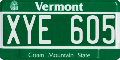 VT license plate XYE605