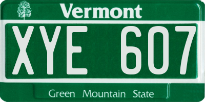 VT license plate XYE607