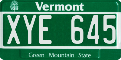 VT license plate XYE645