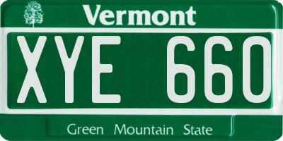 VT license plate XYE660