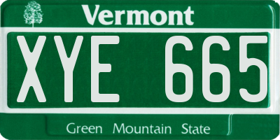 VT license plate XYE665