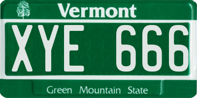 VT license plate XYE666