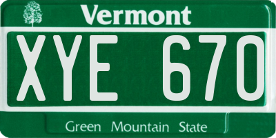 VT license plate XYE670