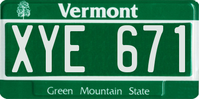 VT license plate XYE671