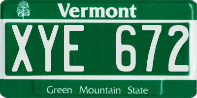 VT license plate XYE672