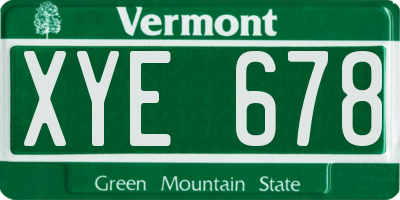 VT license plate XYE678