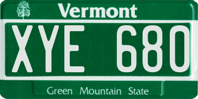 VT license plate XYE680