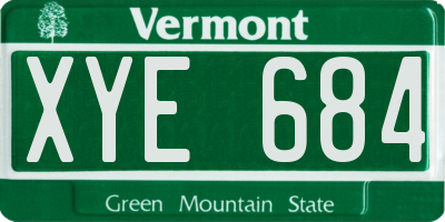 VT license plate XYE684