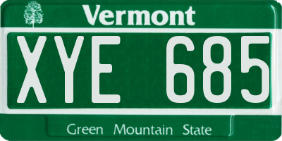 VT license plate XYE685