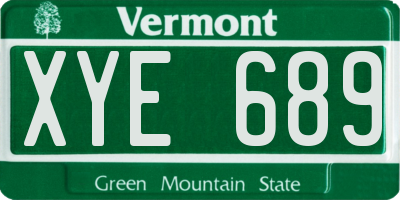 VT license plate XYE689
