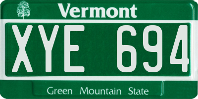 VT license plate XYE694