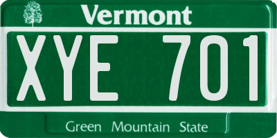 VT license plate XYE701
