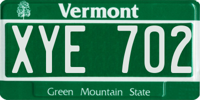 VT license plate XYE702