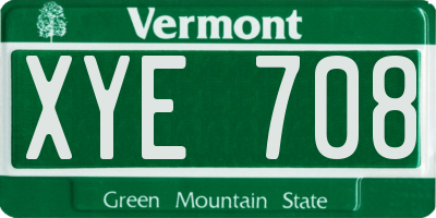 VT license plate XYE708