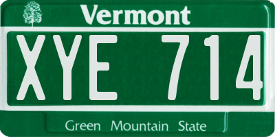 VT license plate XYE714