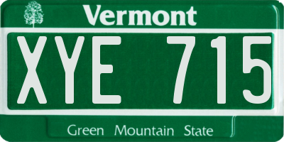 VT license plate XYE715