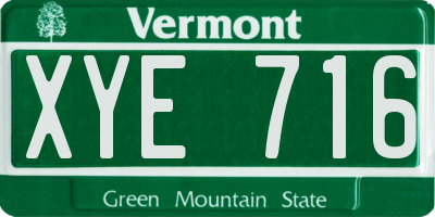 VT license plate XYE716