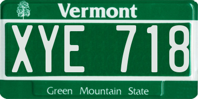 VT license plate XYE718