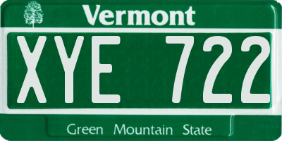 VT license plate XYE722