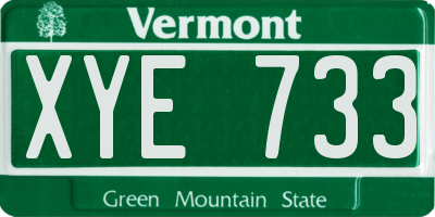 VT license plate XYE733