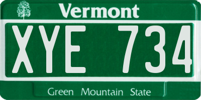 VT license plate XYE734
