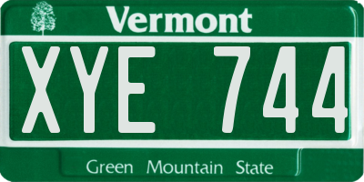 VT license plate XYE744