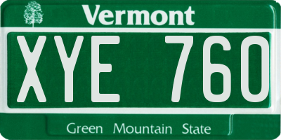 VT license plate XYE760
