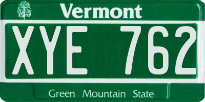 VT license plate XYE762