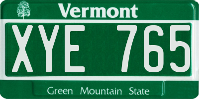 VT license plate XYE765