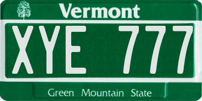 VT license plate XYE777