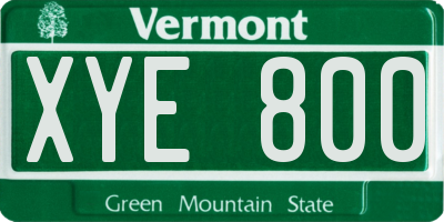 VT license plate XYE800