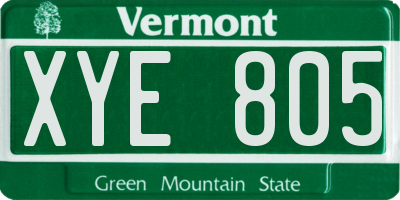 VT license plate XYE805